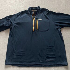 Orvis 1/4 Zip Sweater Men XXL Blue Polyester Spandex Blend Pullover Pocket
